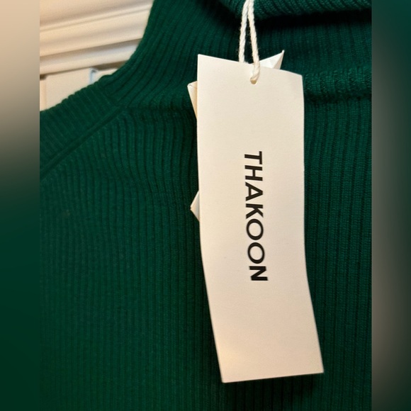 NWT Thakoon Button Up Merino Wool Turtleneck in VG Green Size Small - Picture 5 of 7